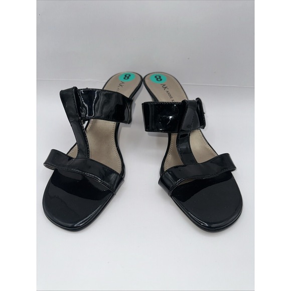 Anne Klein Womens 'MABELGIN TJ' Black Patent Leather‎ Strappy Dress Sandal 8M - Picture 1 of 8